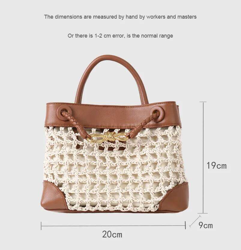 Hot Selling Custom Letters Free Gold Stamping New Genuine Leather Splicing Handmade Cotton Rope Weaving Women's Hand-Bull Tote Bag Designer Bags