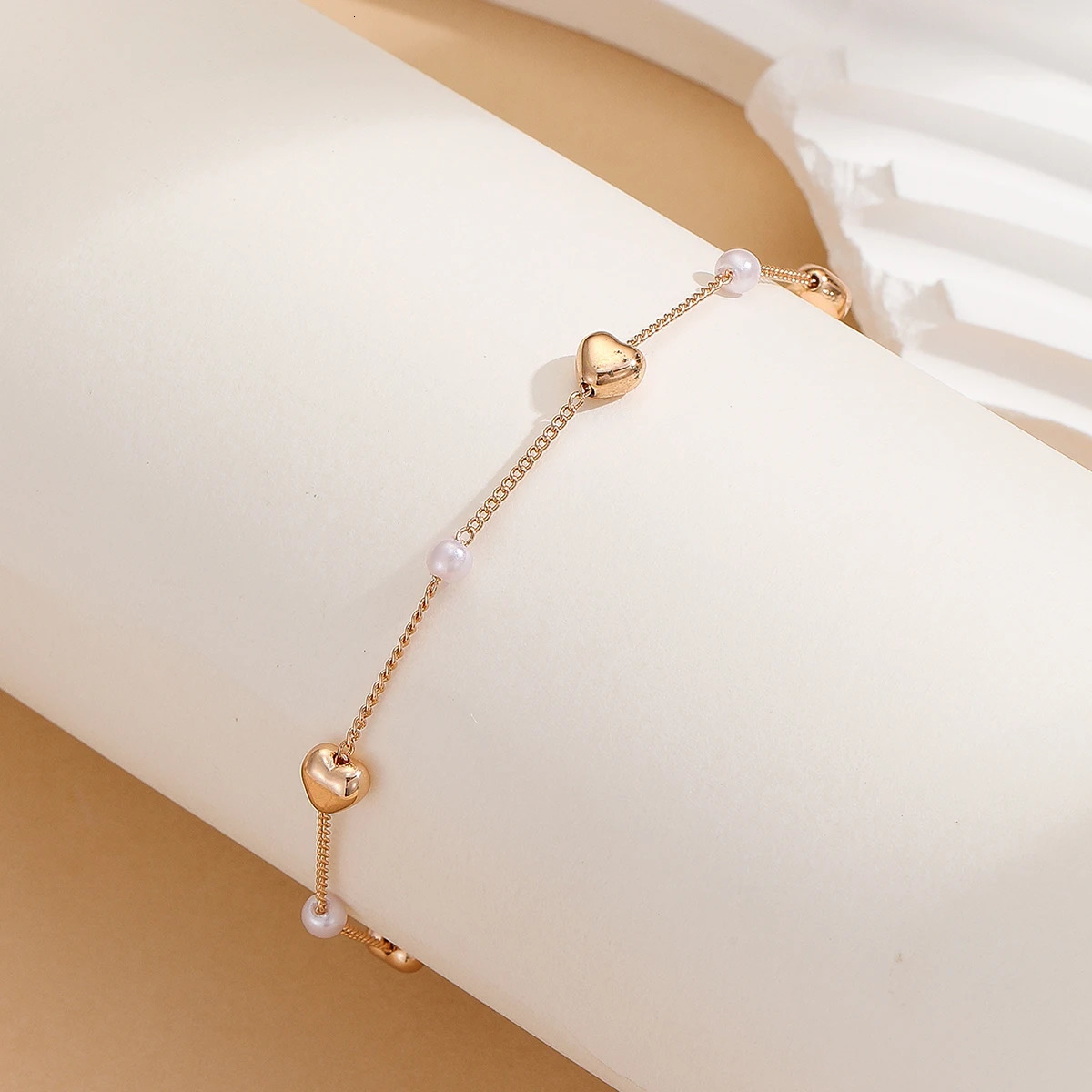 Kinitial Exquisite and fashionable laser plated anklet love and freshwater pearl anklet as an anniversary gift for her 250528