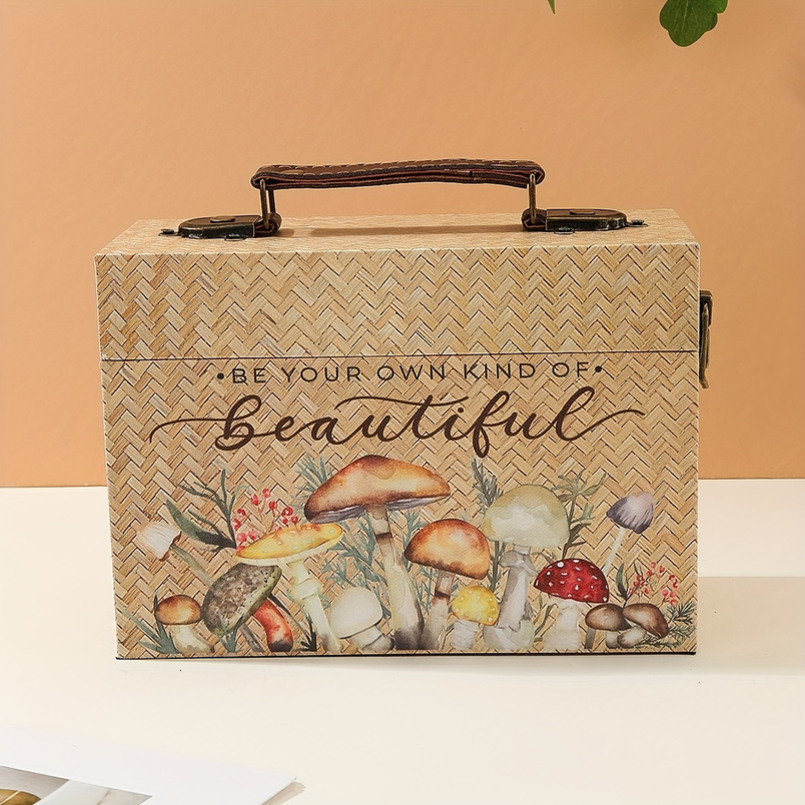 Bamboo Style Wooden PU Storage Box - Art Craft Organizer, Suitable for Miscellaneous Items and Unique Gifts, Yellow