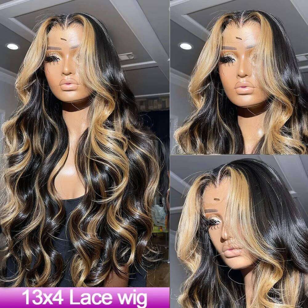 NAMM 1B/27 Body Wave Human 30 Inch 13x4 HD Lace Frontal Wig Ombre Blonde Highlight Brazilian Hair Front Wigs For Black Women