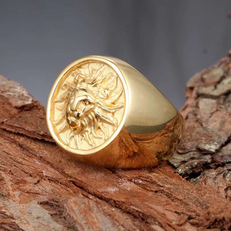 Personalized Vintage Jewelry Custom Lion Ring 18K Gold PVD Plated Stainless Steel Rings for Men