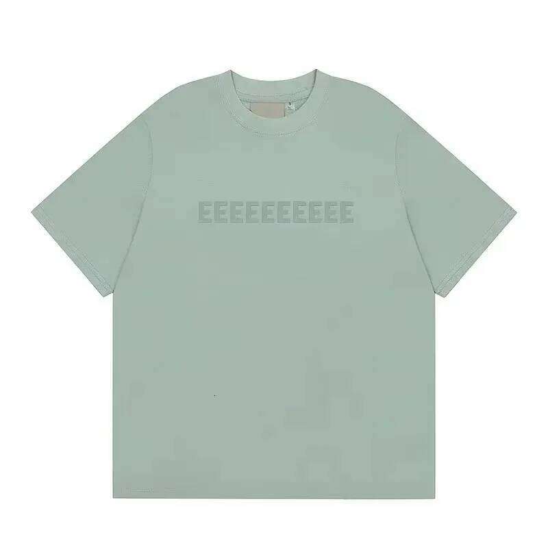 FW23 Classic Brand Double Line Men's T-shirt Trendy Design Front Two Rows Silicone Letter Short Sleeve High Street Loose Top Set