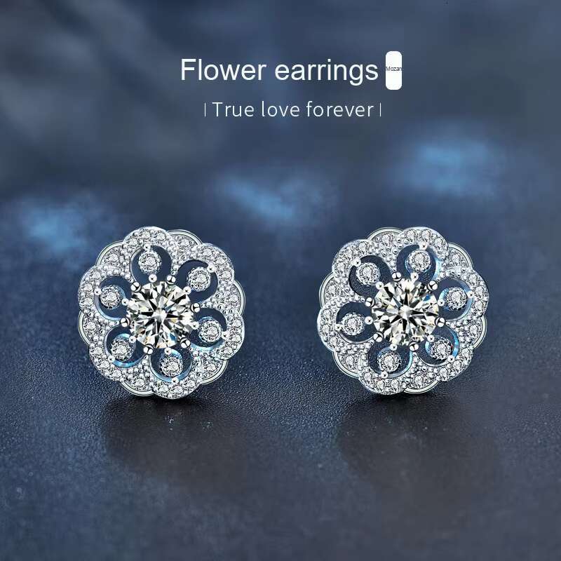 Womens Trendy Original 925 Sterling Silver Flower Earrings Fashionable Personalized Jewelry National Trend Exquisite Inspired