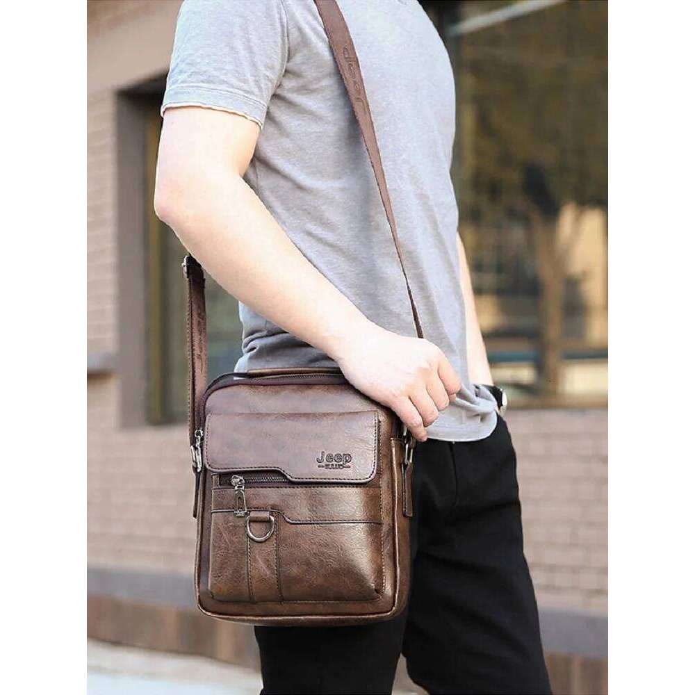 2025 New Men Leisure Commuter Shoulder Crossbody Fashion Male PU Handbag Vertical Large Capacity Leather phone Bag For men