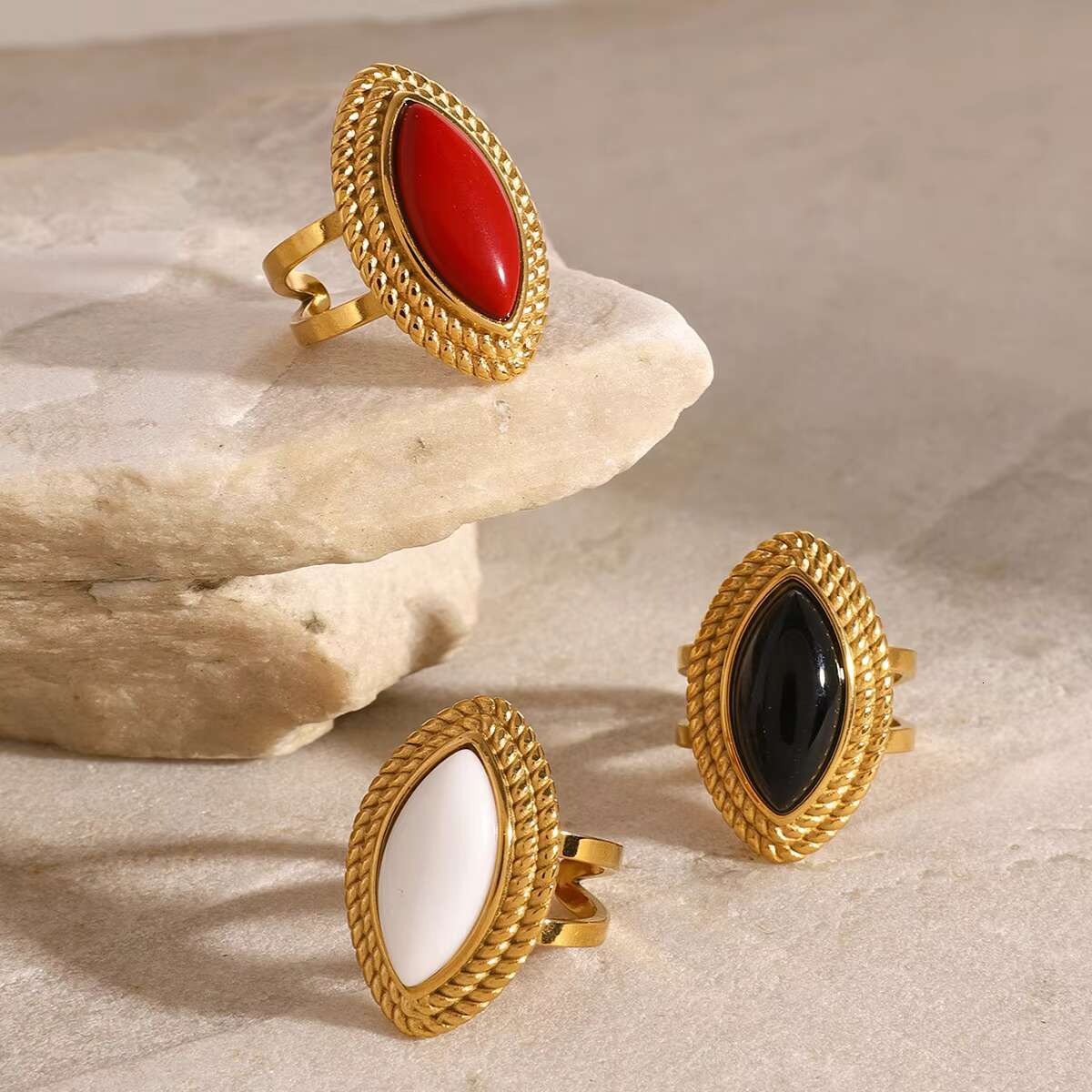 New Arrival Luxury 18K Gold Plated Ring Jewelry Stainless Steel Chunky Minimalist Simple Rings