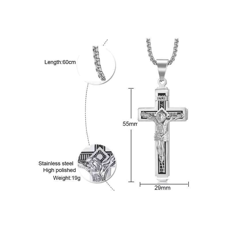 2025 Factory Wholesale Stainless Steel Cross Pendant Necklace Christian Necklace for Men