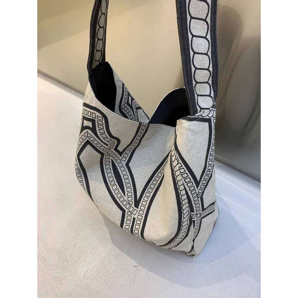 Linen Print Bag New Single Handheld Canvas Designer Shoulder Versatile Fashion