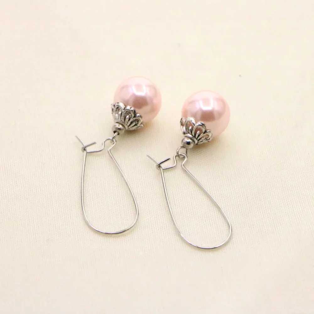 Necklace for Women 12mm Pink Pearl Necklace Earrings Sets Jewelry Mothers Day Anniversary Christmas Gifts Girls Z250607