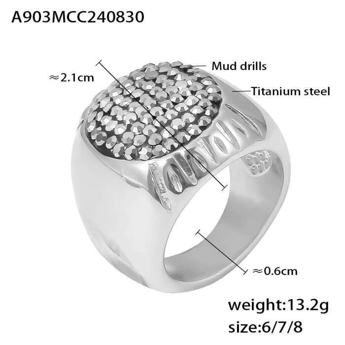 High Quality Stainless Steel 18k Gold Plated Geometric Circle Diamond Rings for Women Men Waterproof Party Fashion Jewelry