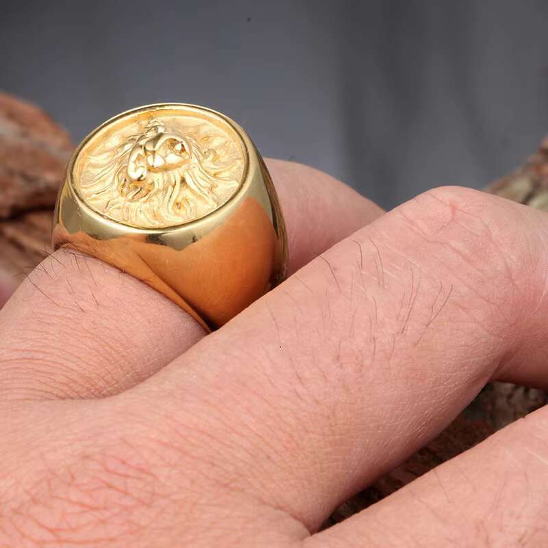 Personalized Vintage Jewelry Custom Lion Ring 18K Gold PVD Plated Stainless Steel Rings for Men