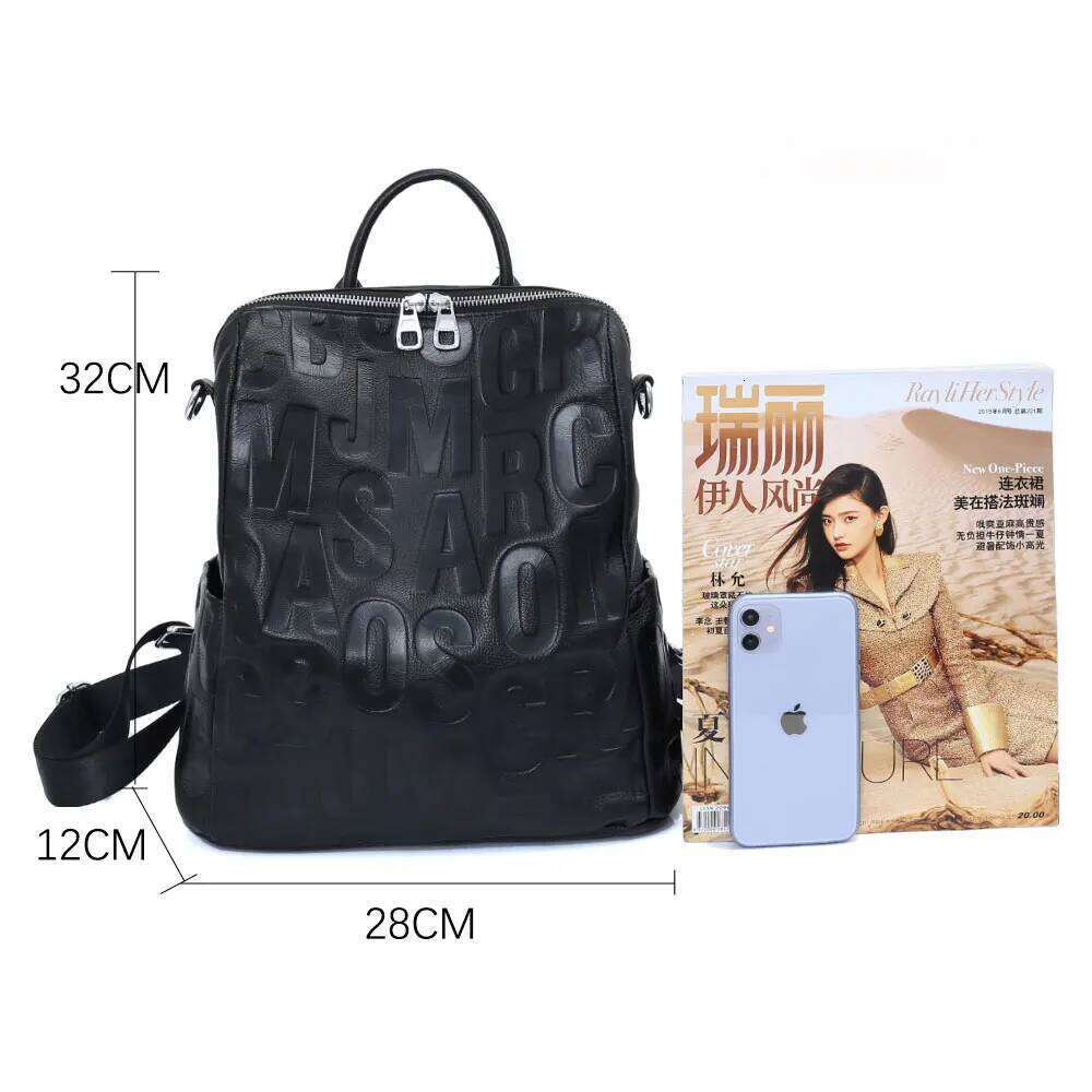 Designer Bag Zency Women S Genuine Leather Backpack Top Quality Sier Hardware Unique Letter Shoulder Travel Knapsack Lady Large Rucksacks