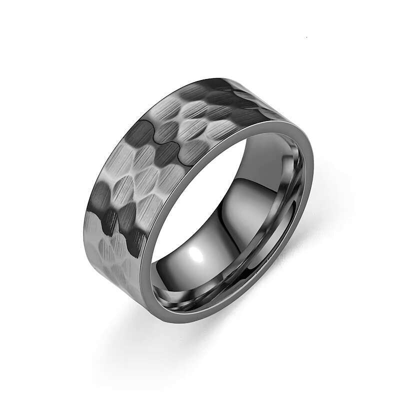 Personality Stainless Steel Ring Jewelry Wholesale Design Embossed Knock Pattern Mens Titanium Steel Ring Couple Jewelry Hand
