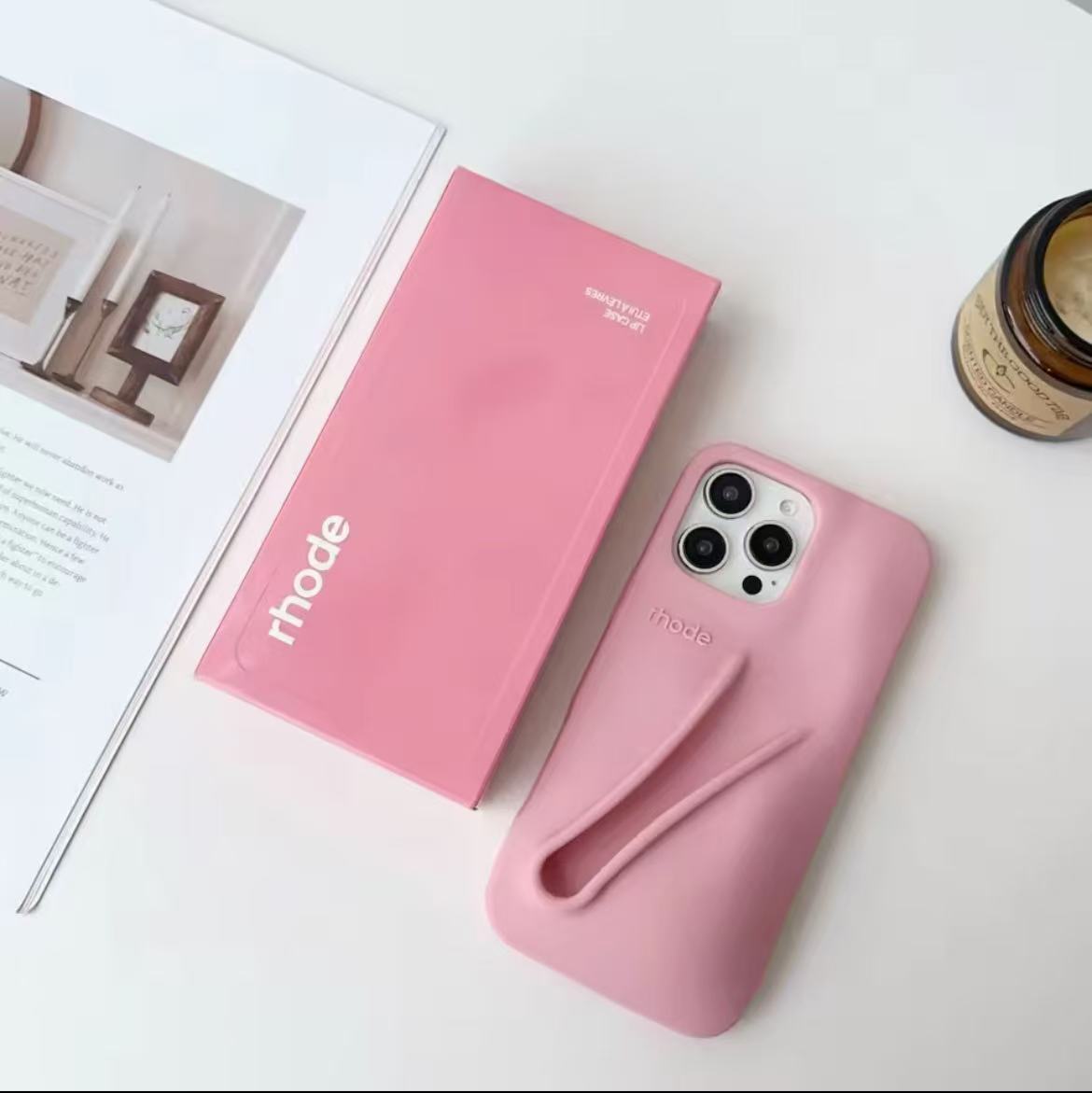 Hot Rhode Lip Gloss Silicone Phone Case for iPhone 11 12 13 14 15 16 Pro Max 16E Cases With Box Lip Gloss Holder Lipstick Design