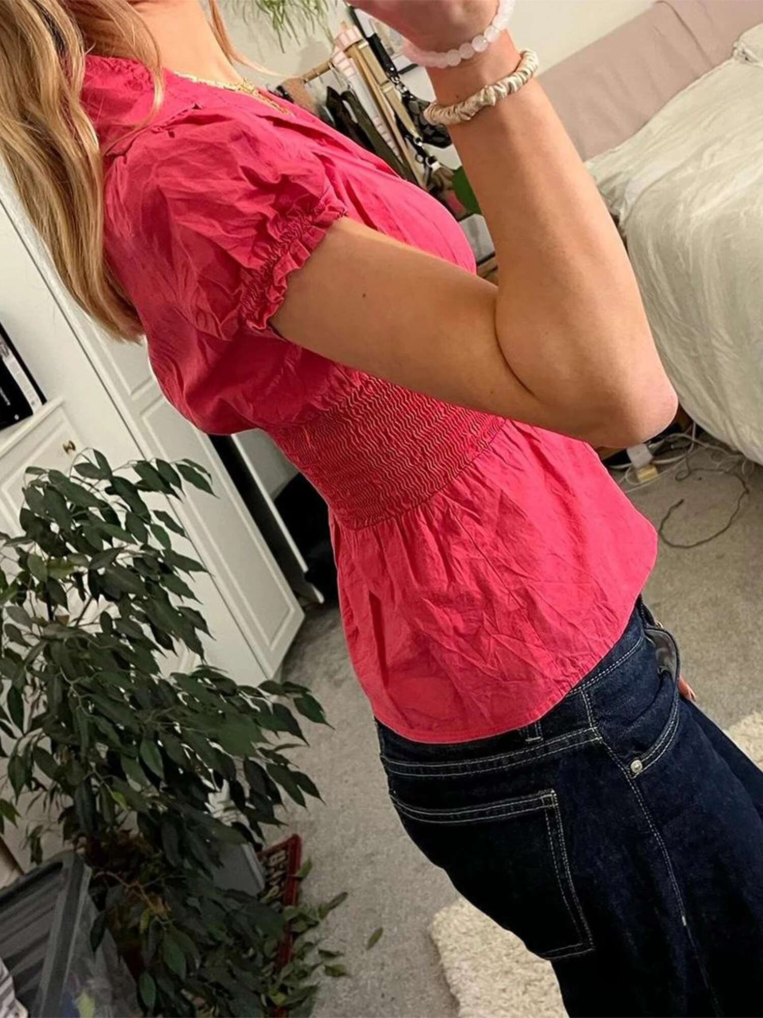 Ladies Stylish Short Sleeve Tee Shirt with Button Detail in Solid Color for Casual Streetwear and Grunge Fashion Trends