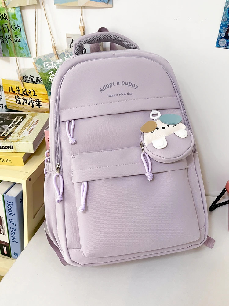 Trendy Cute DoubleShoulder Backpack Lightweight Waterproof LargeCapacity Schoolbag for MiddleHigh School and College Students 250605