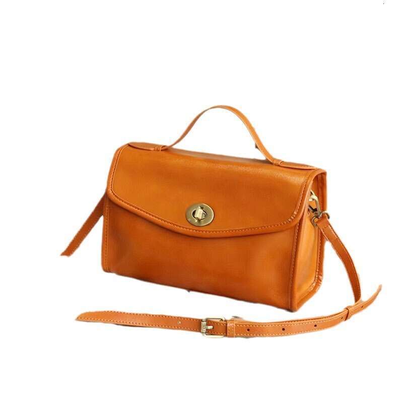 Top Layer Fashion Small Square New Women's Crossbody Live Plant Tanned Cowhide Handbag Underarm Bag