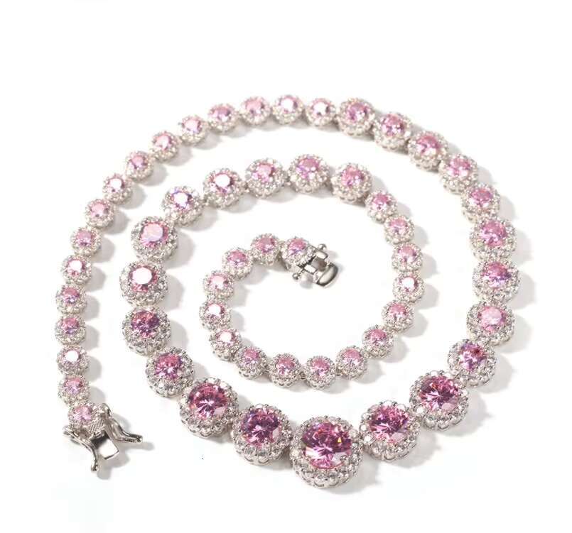 Hip hop ice cubes crystal Cuban chain Miami diamond; men's crystal diamond crystal Cuban chain necklace.