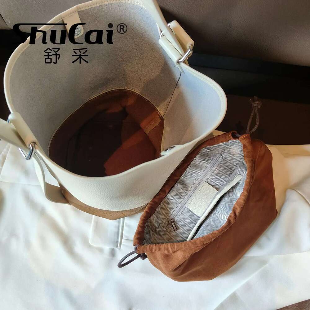 Genuine Leather Bucket female capacity shoulder crossbody commuter soft leather large bag cowhide