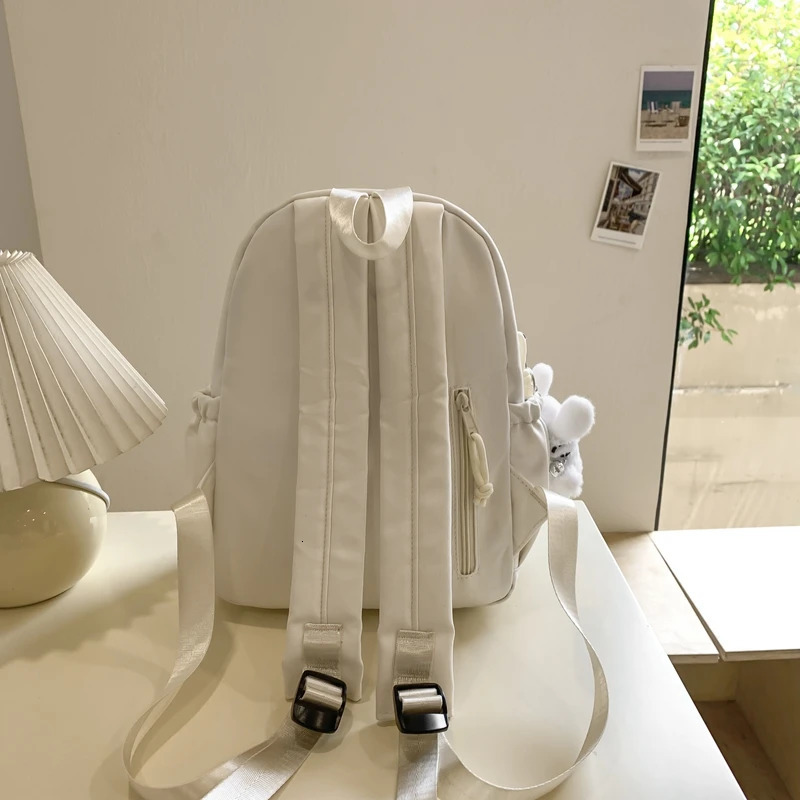 Large Capacity Double Shoulder Bag Solid Color Fashion Casual Backpack with Adjustable Straps Womens Stylish Cute Schoolbag 250605