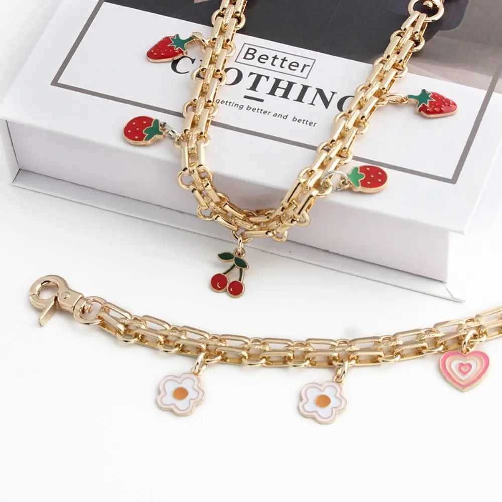 New 3 Styles Bag Chain Replacement Strawberry Handbag Straps Portable Metal Extension Chain Pendant Decoration XJ250607