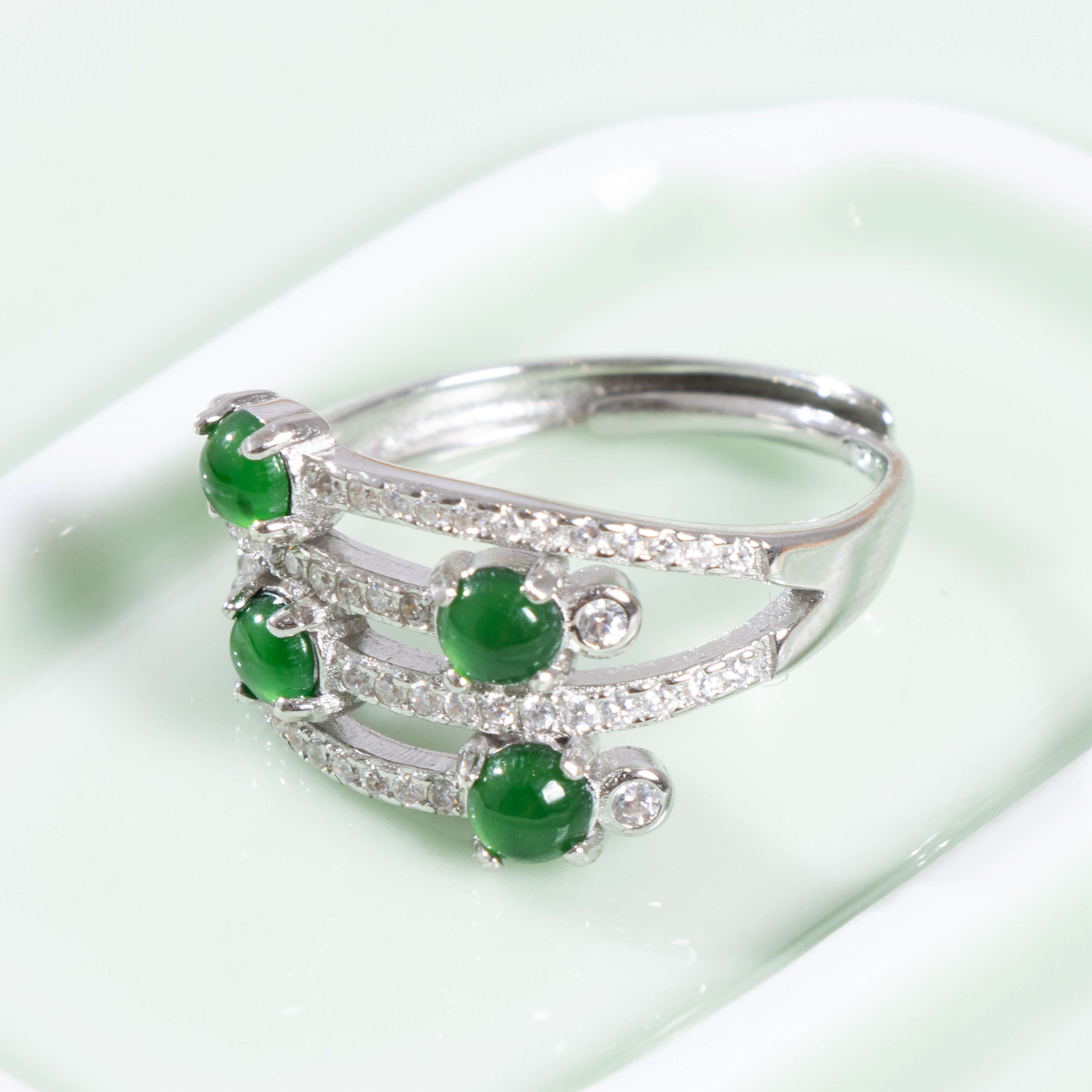Wholesale Vintage 925 Sterling Silver Multiple Stones Ring Unisex Jewelry Natural Jade Inlay Fine Jewelry