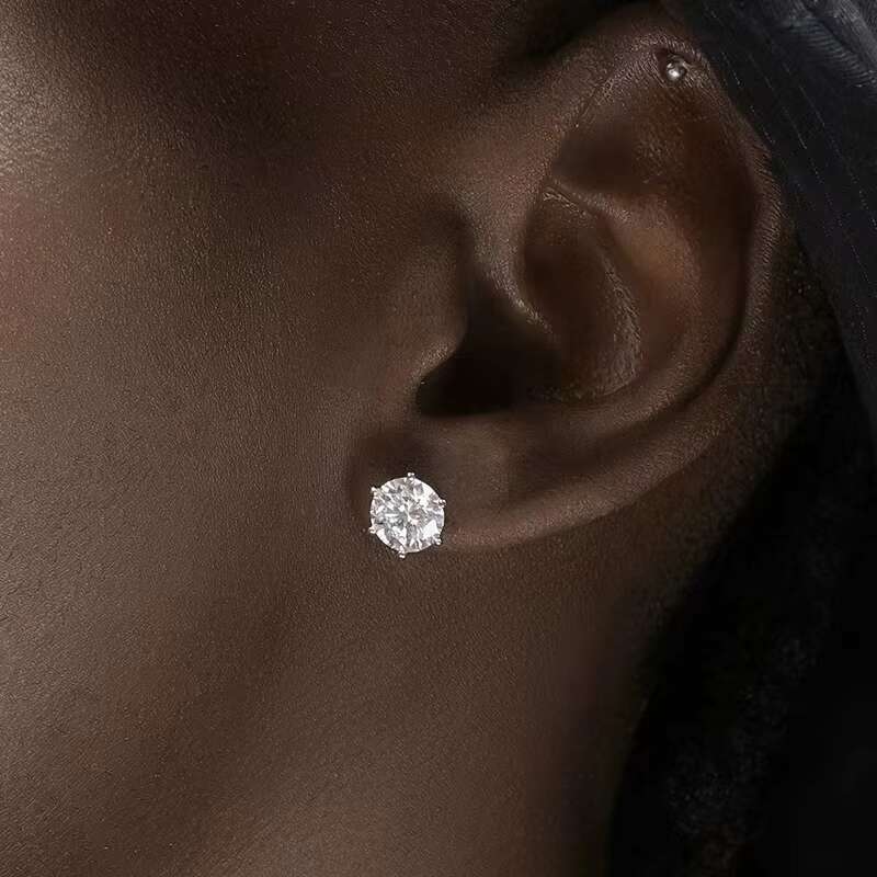 DE 4mm-8mm GRA D Color Mossanite Earrings Luxury Fine Jewelry 925 Sterling Silver VVS Moissanite Diamond Earring for Men Women