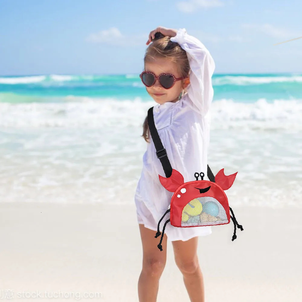 Beach Mesh Girls Bag Shell Collecting PVC Crab Shape Seashell Storage Pouch Toys Bags Outdoor Accessories 250605