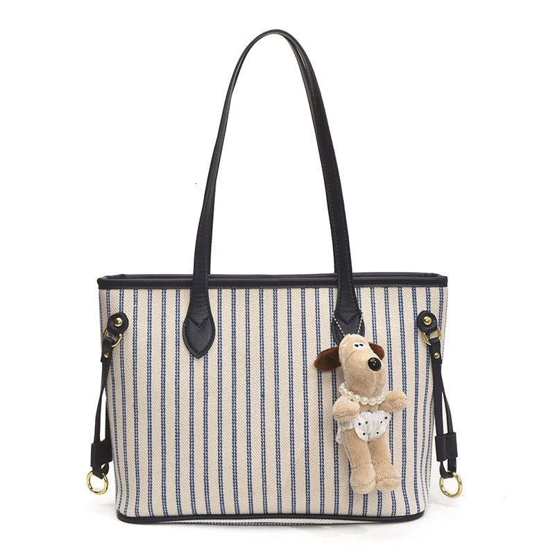 designer Casual Large Capacity Striped Tote Bag for Women 2025 New Trend Versatile Shoulder Bag Lightweight Fashion Bucket Bag