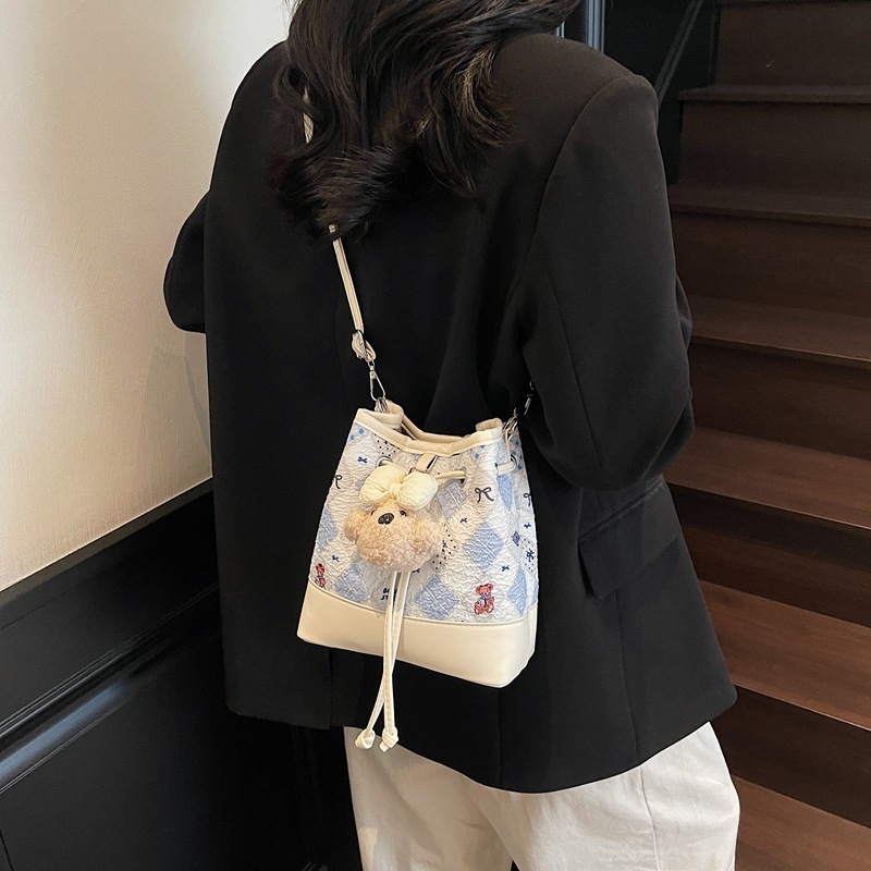 designer Cute Cartoon Print Bucket Bag for Women 2025 New Fashion Casual Handbag Large Capacity Shoulde