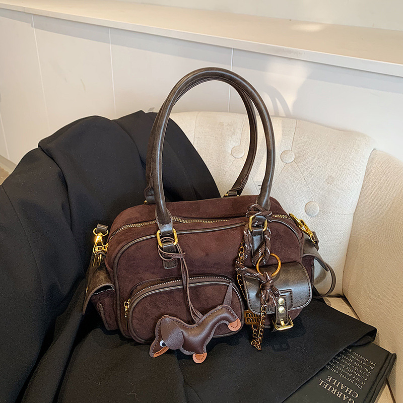 designer Premium Texture Bowling Bag for Women 2025 Autumn Winter New Boston Handbag Versatile Commuter Crossbody Tote Bag