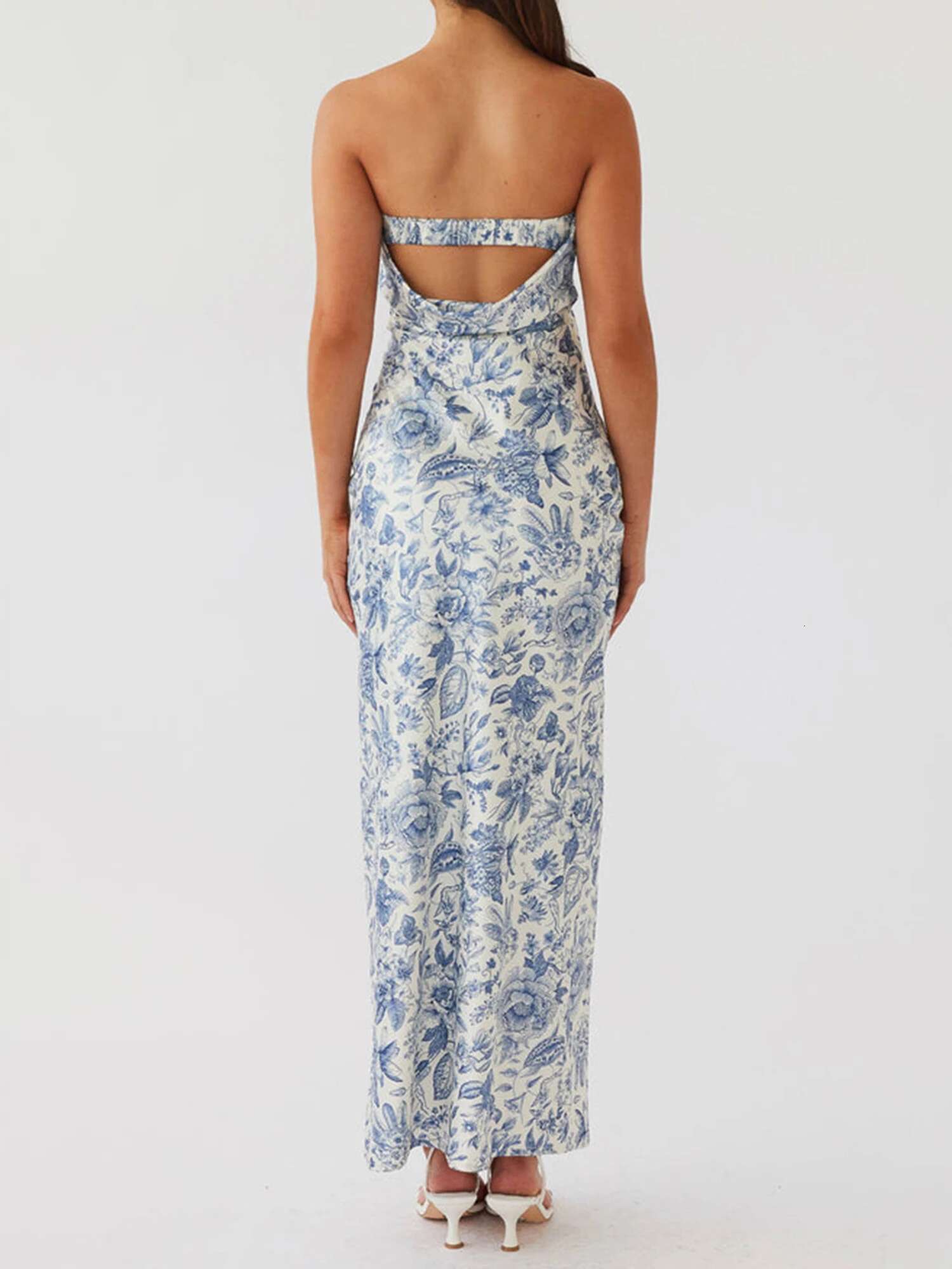 Elegant Off-shoulder Maxi Dress with Vibrant Floral Pattern and Sleeveless Design Perfect for Summer Events and Parties