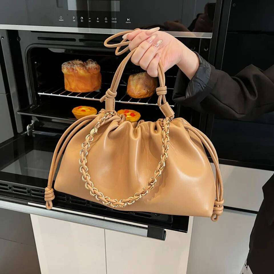 Small Design Women's Soft PU Leather Cloud Hobo Shoulder Crossbody Bag Elegant Dressy Handbag Dumpling Party Clutch Purse