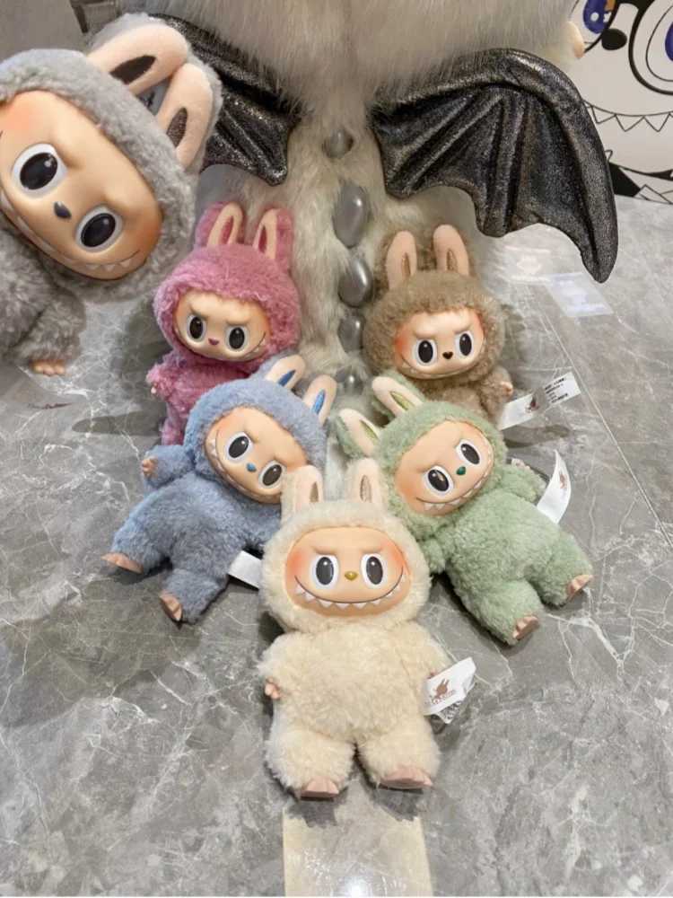 High Quality Anime Labubu Have A Seat Series Pendant Flocking Doll Model Toy Cute Monster 1 1 Replica Keychain Toy Birthday Gift Z250607