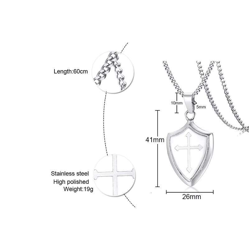 New Fashion Bible Verse Cross Shield of Faith Pendant Necklace