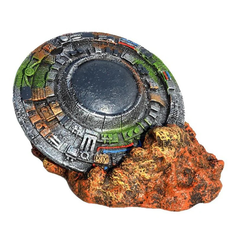 1Pc Emulation UFO Wreck Aquarium Landscaping Decorations Spaceship Resin Craft Fish Tank Ornament 250604