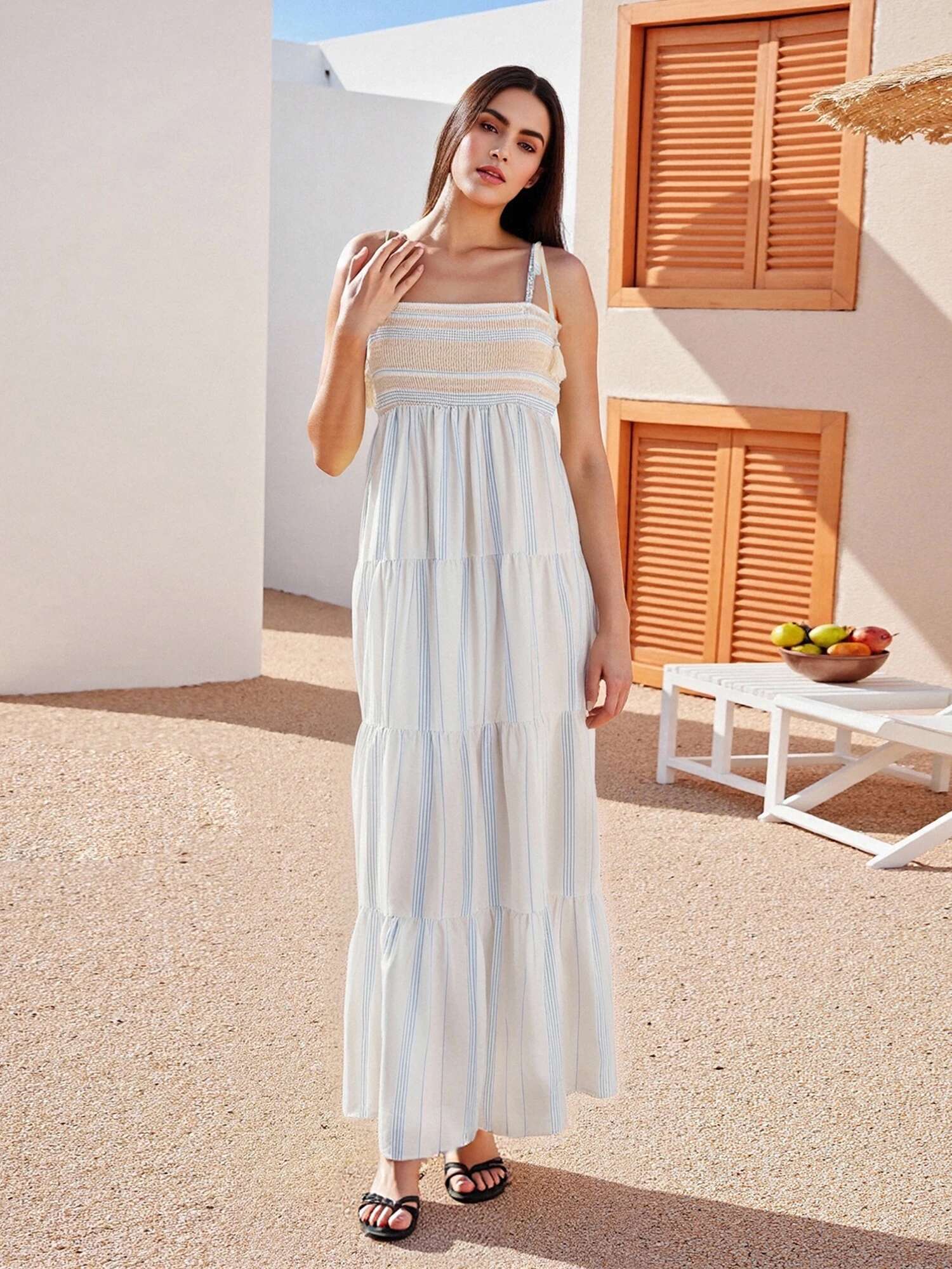 Elegant Floral Print Ruffle Sleeve V-neck Maxi Dress with Belted Waist for Summer Wedding Guest Beach Party Outfit