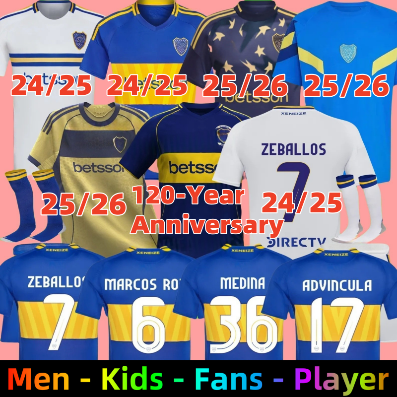 25 26 boca Juniors soccer Jerseys VILLA SALVIO 120-Year Anniversary Men kids Salvio camisa de futebol 2025 football shirt TEVEZ CARLITOS MARCOS ROJO VAZQUEZ CAVANI
