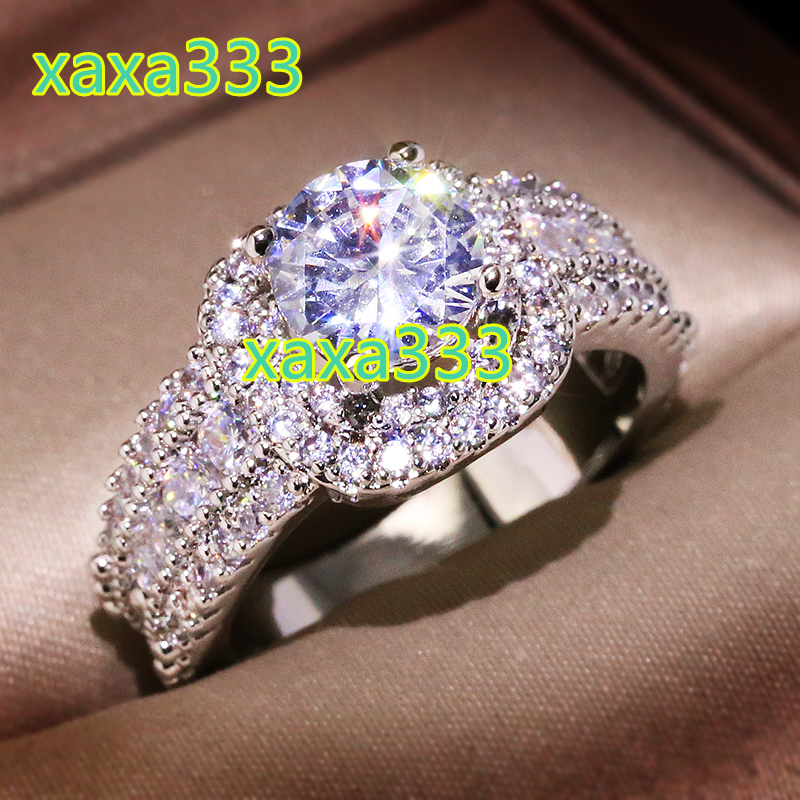Ladies' wedding ring, high-end and atmospheric, luxurious white gold 18K diamond moissanite ring jewelry