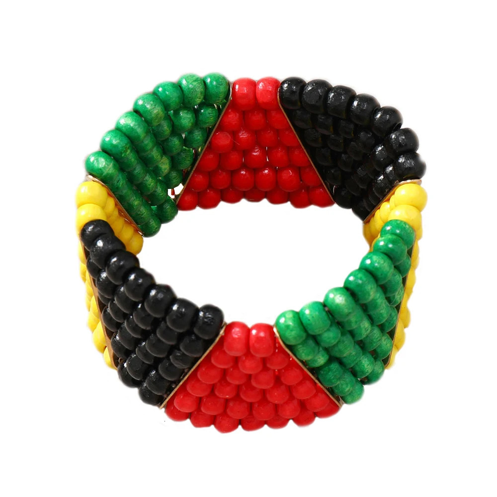 1 Pcs Bohemian Ethnic Colorful Wooden Beads Bracelet for Women Men Handmade Elastic Wide African Tribal Hand Jewelry Accessories 250605