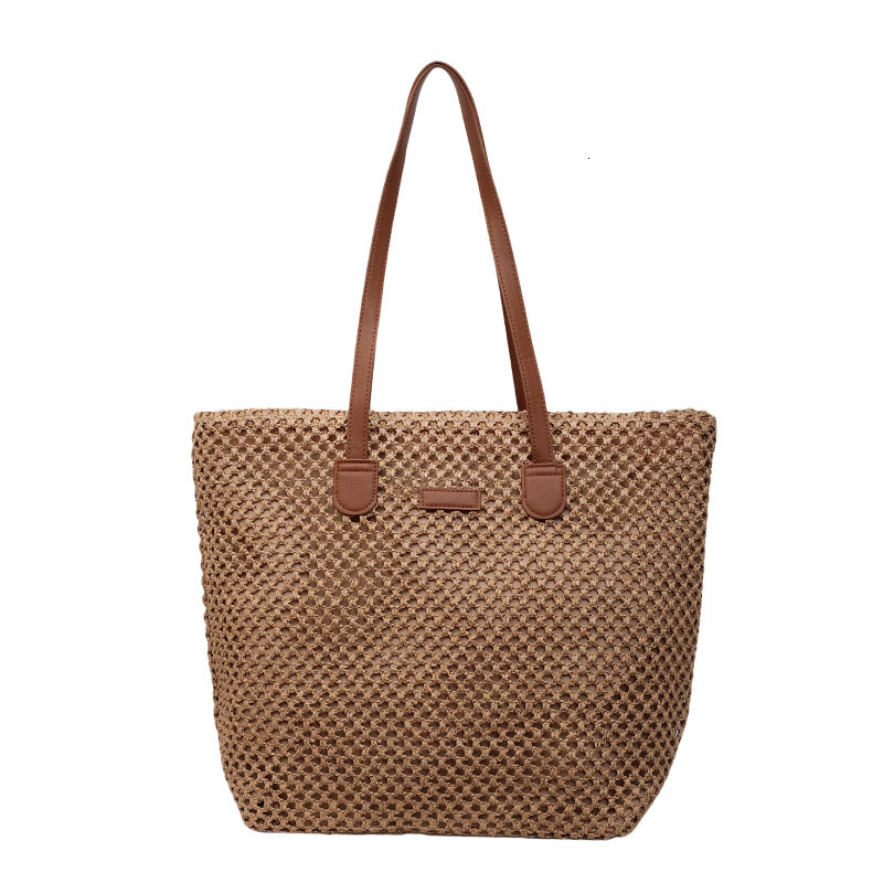 designer New Fashion Single Shoulder Straw Bag Large Capacity Tote Bag Women Handwoven Straw Bag Vacation Style Beac