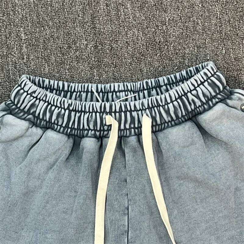Vintage Washed Saint Hip-Hop Drawstring Sports Casual Men's Shorts