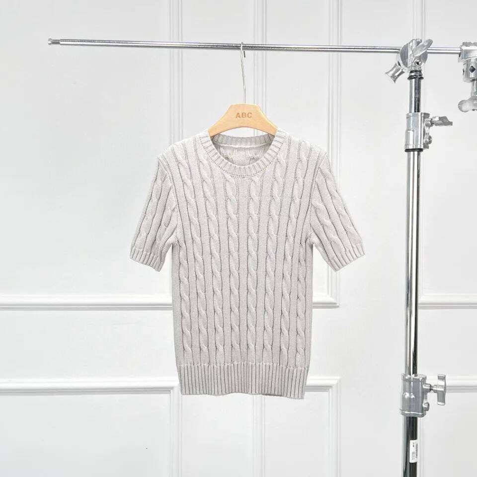 Coats Designer Women Naizaiga 100 Cotton O-Neck Twist Short Sleeve Slim Gray Pink Camel Blue Women Pullovers Wlhl105 Designer