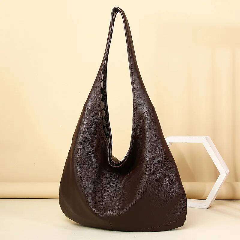 Woman Soft Genuine Leather Hobos Shoulder Bags Double-sided Use Large Cpacity Handbag Tote Female Daily Shopper Underarm Bag
