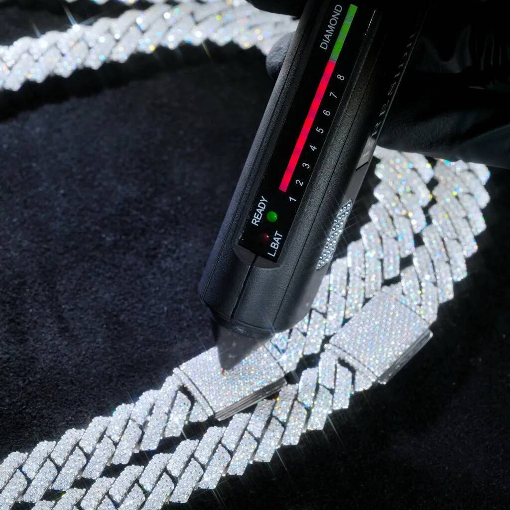 S & VVS Moissanite 10MM Prong Cuban Link Chain Sterling Sier Pass Test Lab Dia Necklace Valentine's Day Gift For Him