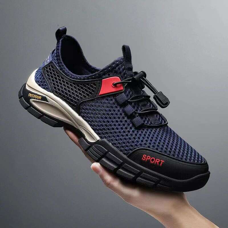 Summer New Large Size Mesh Breathable Sneakers Men's Hollow Out Hole Outdoor Sports Hiking Shoes
