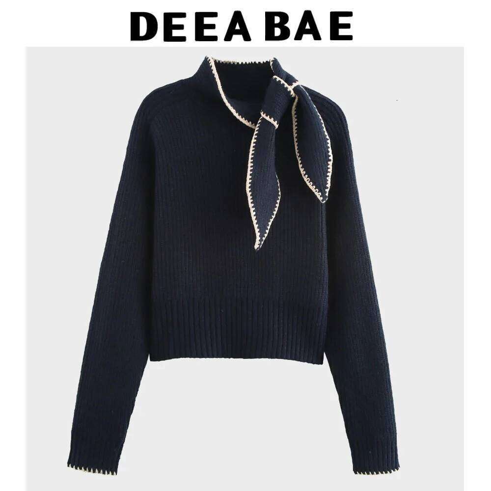 Coats Designer Women DEEABAE Winter Clothes Women 2025 Christmas Pullovers Sweet Bow Decoration Color Matching Long Sleeve Sweater Designer
