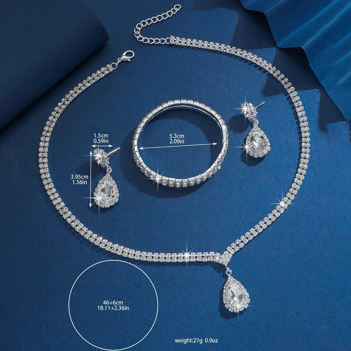 Wedding Season Womens Fashion Copper Claw Chain Water Drop Necklace Earrings Jewelry Set Wedding Banquet Festival Gift Z250607