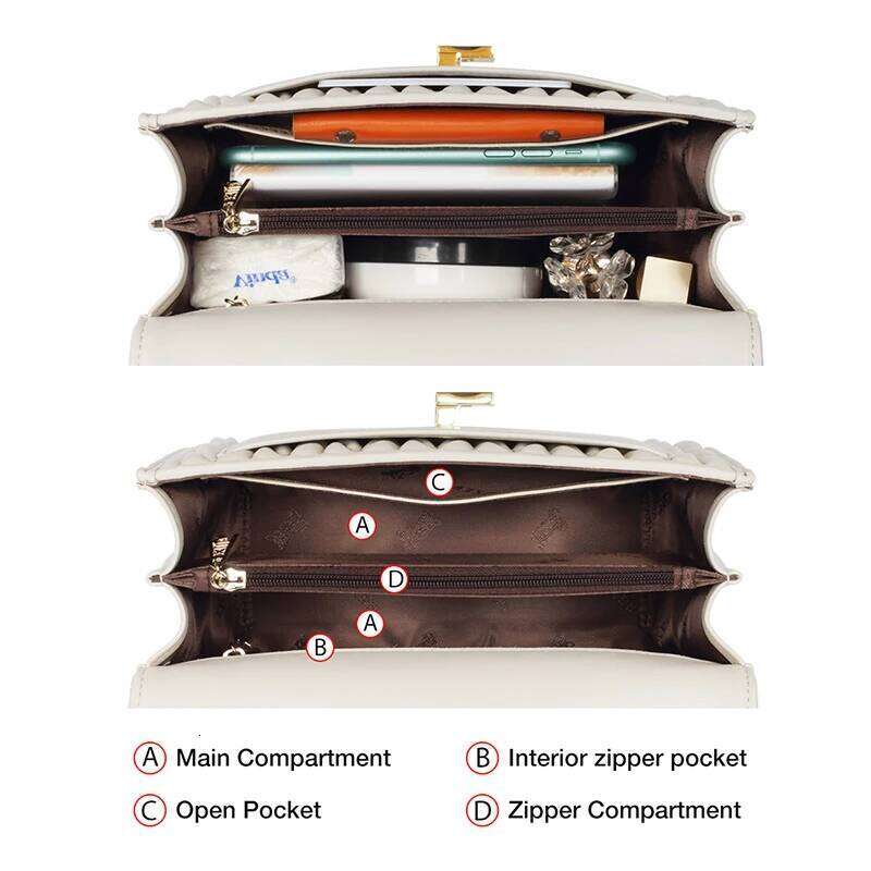 Cowhide Shoulder High Quality Women Small Off White Underarm Design Chain Flap Stylish Lady Love Crossbody Bag