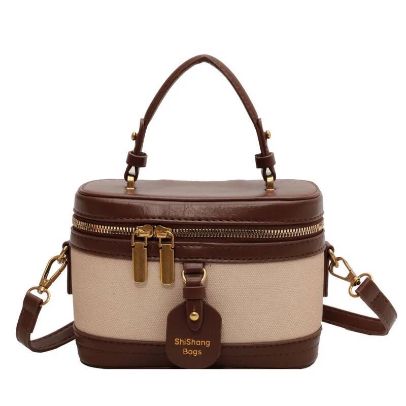 Women Portable Bucket Box Versatile Stylish Crossbody Bag High Quality Black Coffee Beige