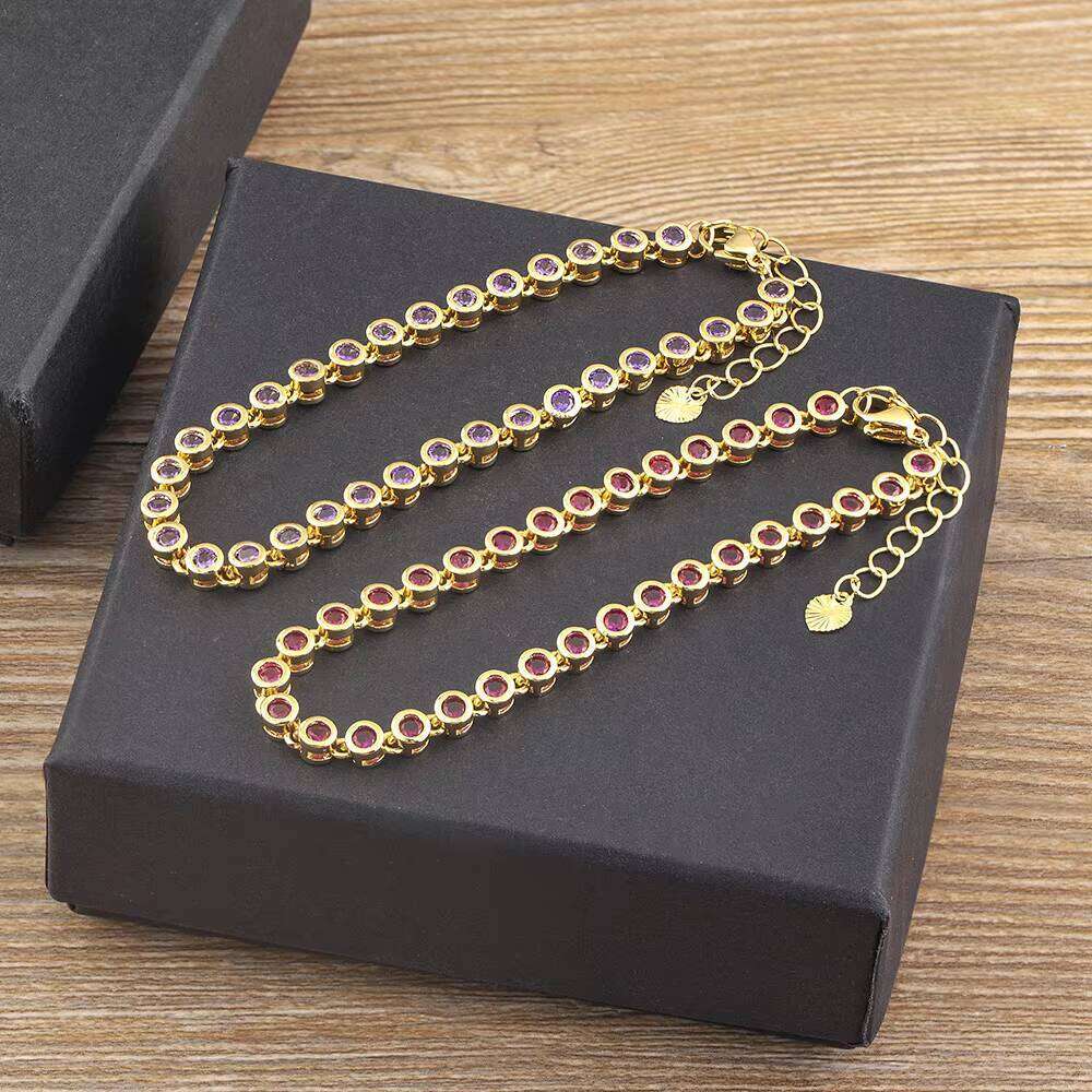 Qiku Quality Elegant Colorful Round Rhinestone Bracelet for Women Copper Zircon Fashion Crystal Jewelry Temperament Girl Gift